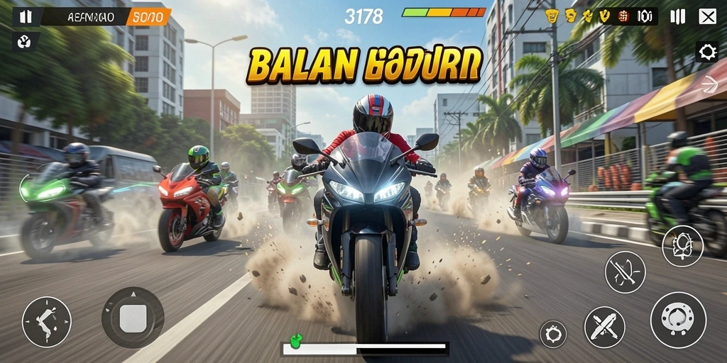 Tampilan gameplay seru dari balapan motor di 3178.