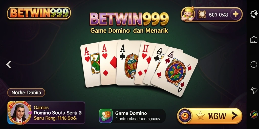 Menampilkan gameplay seru dari aplikasi BETWIN999 di dunia Domino.