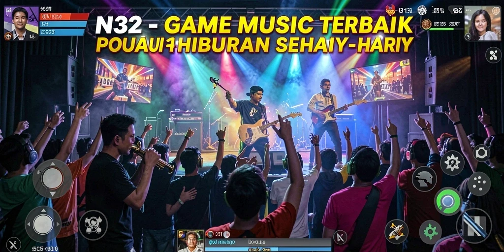 Tampilan gameplay N32 yang menarik dengan berbagai pilihan lagu.