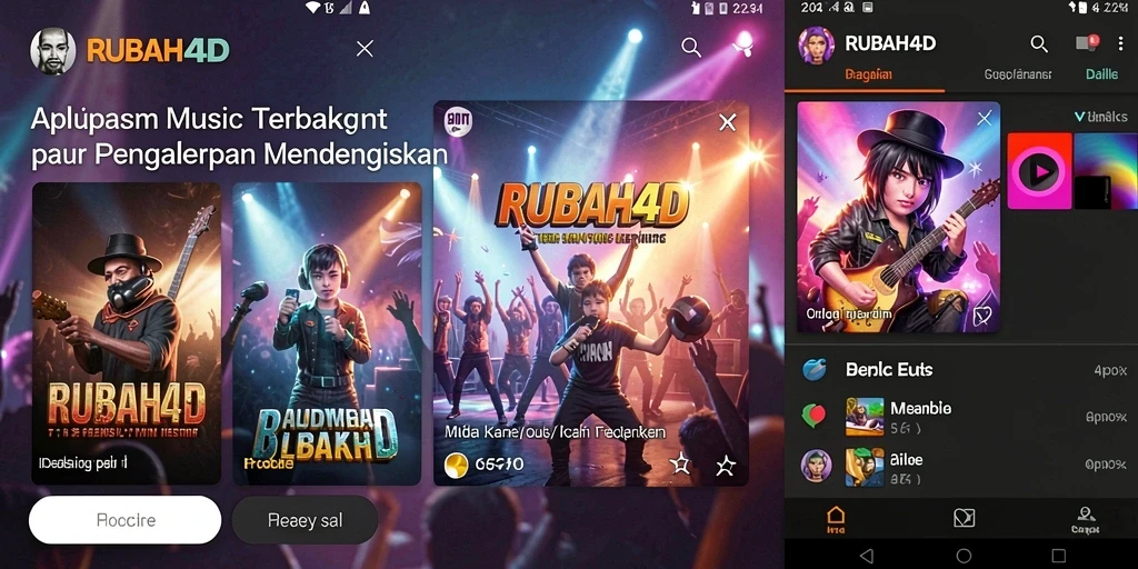 Screenshot RUBAH4D menampilkan antarmuka aplikasi musik yang menarik.