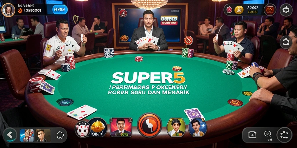 Screenshot utama SUPER5 menampilkan pemain beraksi dalam permainan Poker.